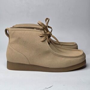 Amazon Essentials Men's Ankle Chukka Boots Size 9 Beige Faux Suede Lace Up Shoes